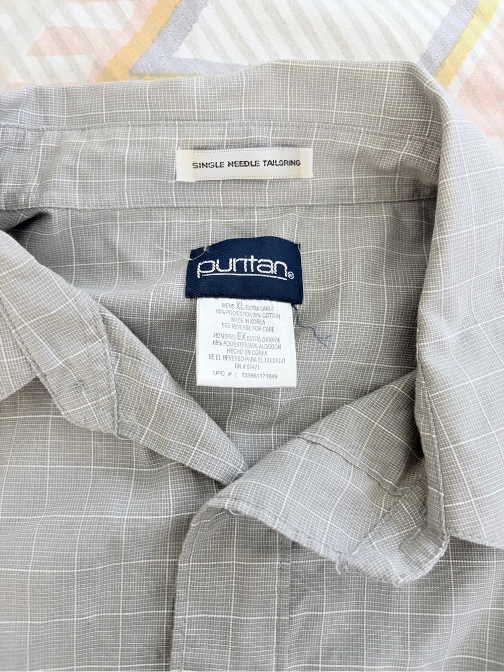 Puritan Men's Gray Windowpane Button-Up Shirt